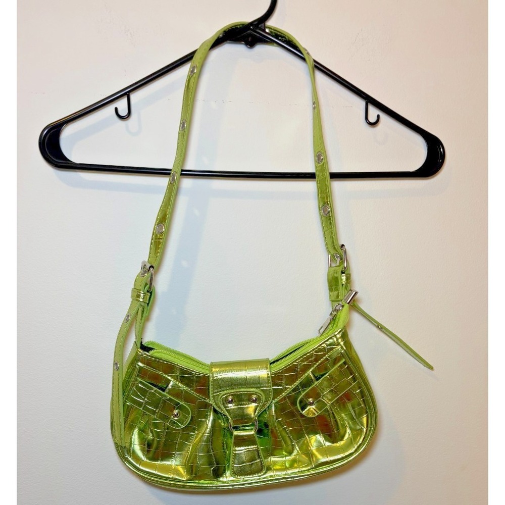 Green Faux Leather Shoulder Purse Small Y2K Vibes